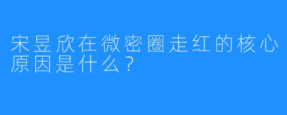 宋昱欣在微密圈走红的核心原因是什么？